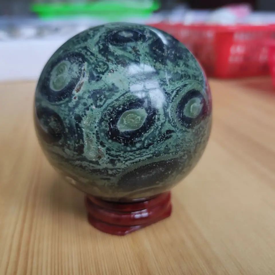 6 см натуральный полированный Павлиний глаз камень шар зеленая фотография|Камни|