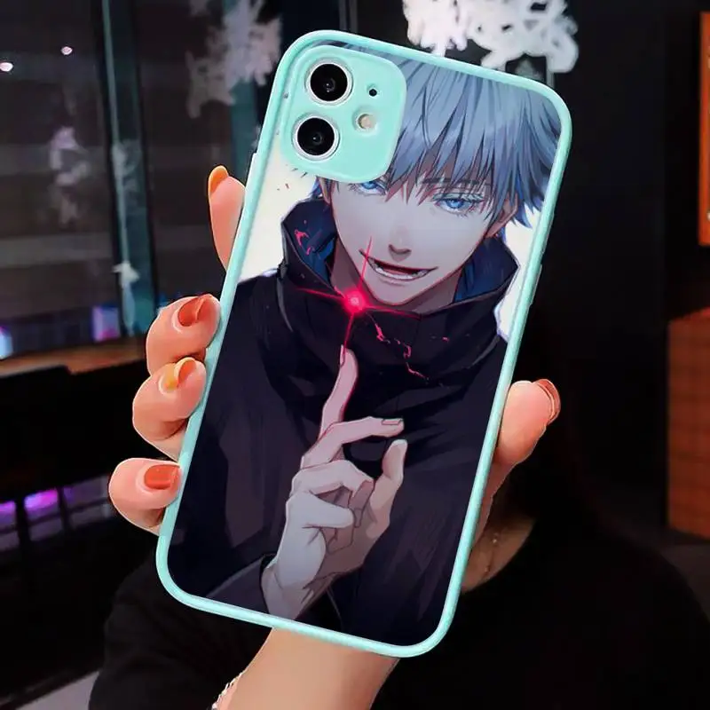 

Cartoon Anime Jujutsu Kaisen Phone Cases Matte transparent For blue iPhone 12 Mini 11 Pro XR XS Max 7 8 Plus X Back Cover