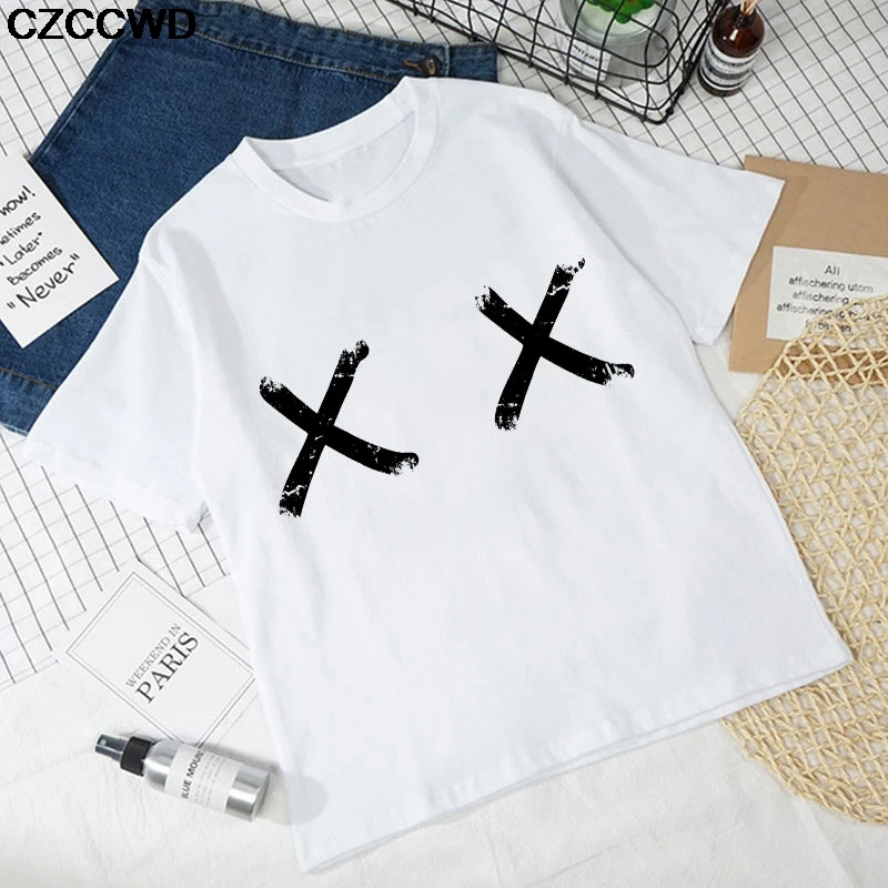 Футболка женская с принтом губ модный топ коротким рукавом в стиле Харадзюку