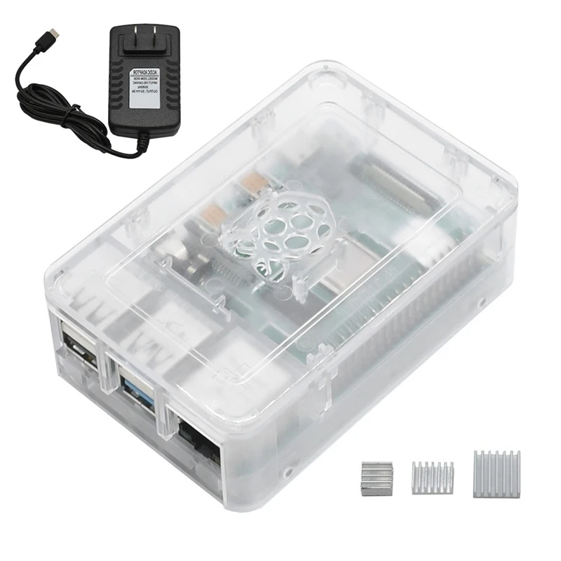 Для Raspberry Pi 4 Модель B ABS чехол 2G RAM DIY Kit с радиатором 5V 3A адаптер питания для PI (вилка