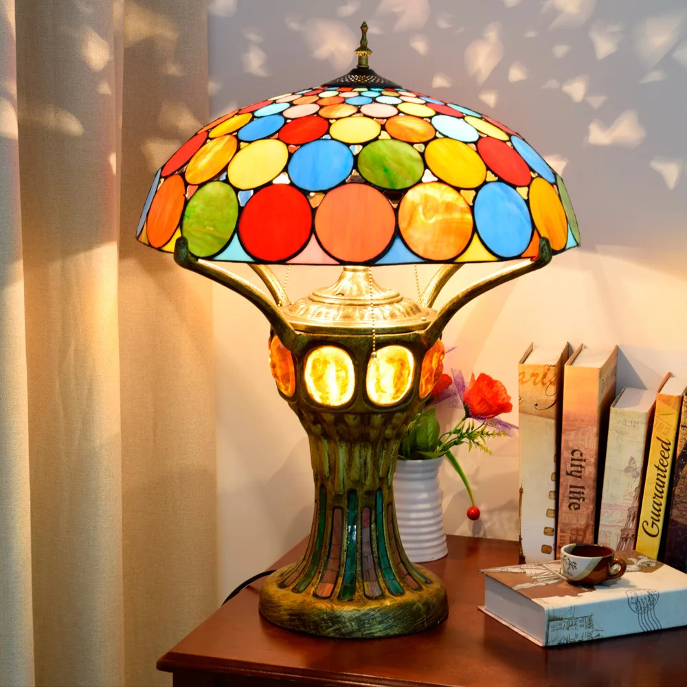

50cm European-Style Creative Tiffany Color Glass High-End Large Living Room Bar Front Desk Lobby Decorative Table Lamp