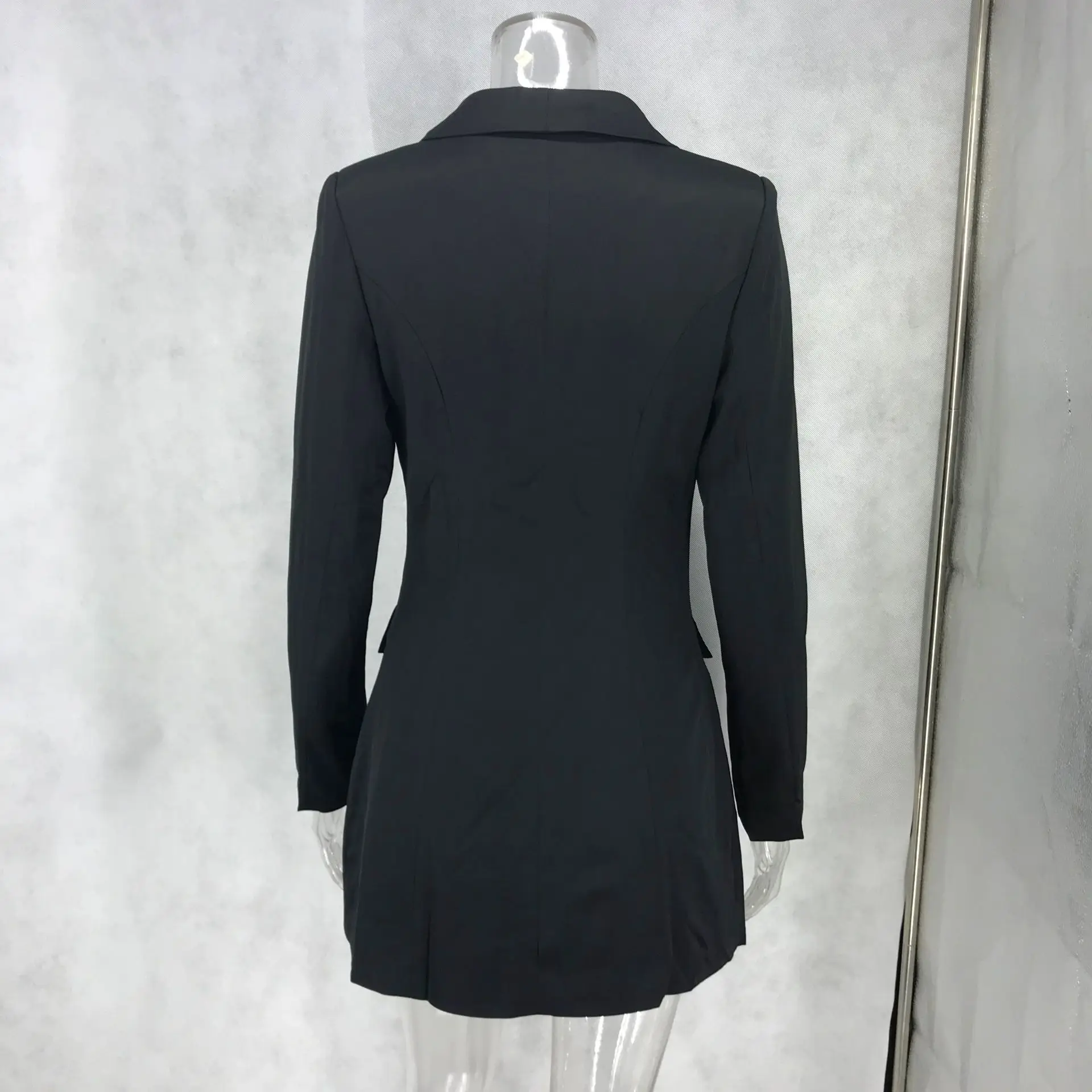 COSYGAL зубчатый Офисные женские туфли пикантные Длинный блейзер с длинным рукавом двубортная куртка Для женщин Клубные вечерние модная женская кожаная куртка