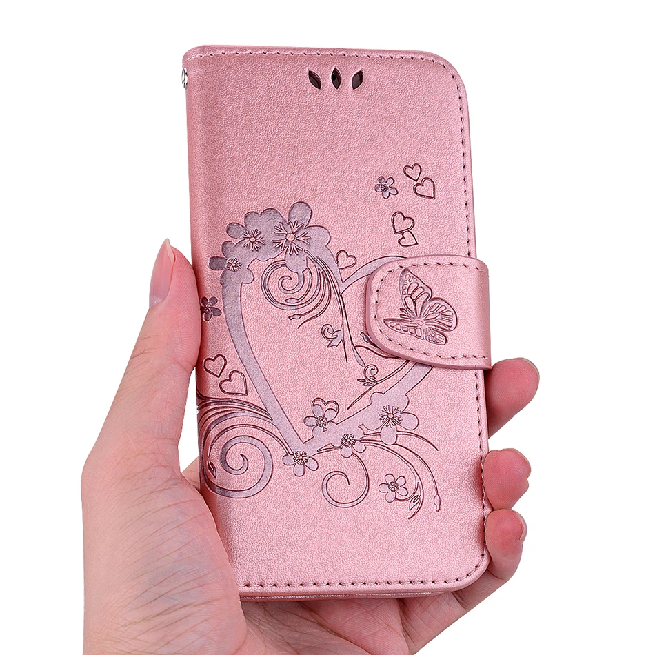 Модный чехол-книжка из искусственной кожи с подставкой в форме сердца для Samsung