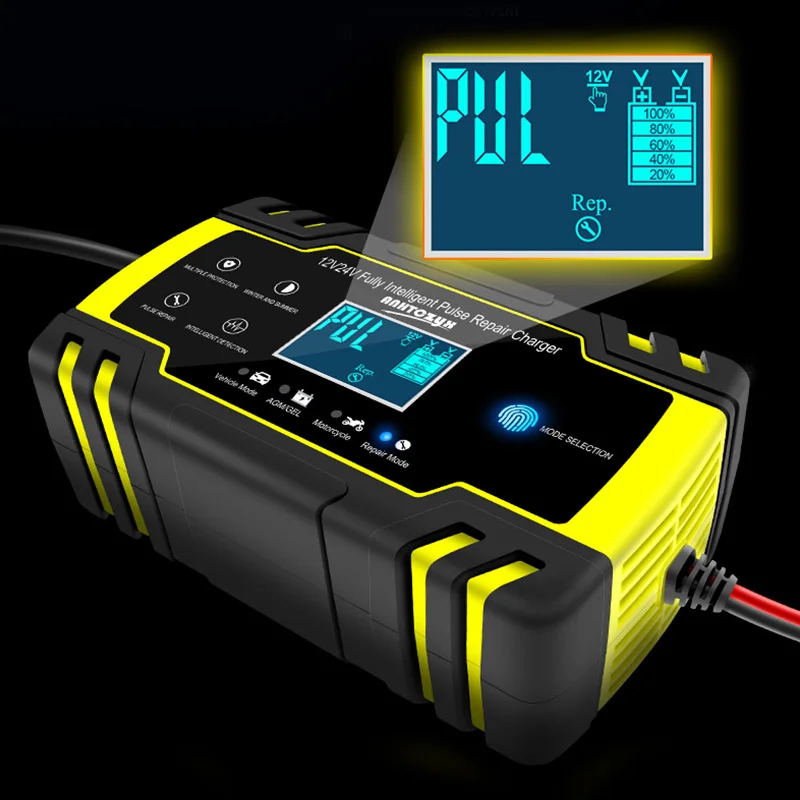 

Полностью автоматическое автомобильное зарядное устройство для аккумуляторов, 12-24 В, 8 а, с ЖК-дисплеем