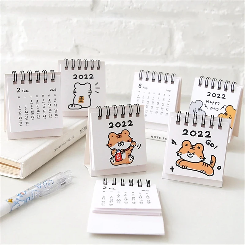 

2022 Kawaii Cartoon Tiger Desk Calendar 365 Days Mini Desk Calendar Dual Daily Scheduler Table Planner Yearly Agenda Organizer