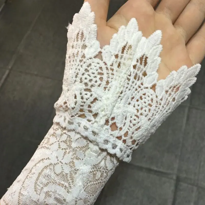 

2Pcs/Pair 8 Styles Women Girls Korean Style Fake Sleeves Cuffs Hollow Out Embroidered Crotchet Floral Lace Apparel Arm Warmers