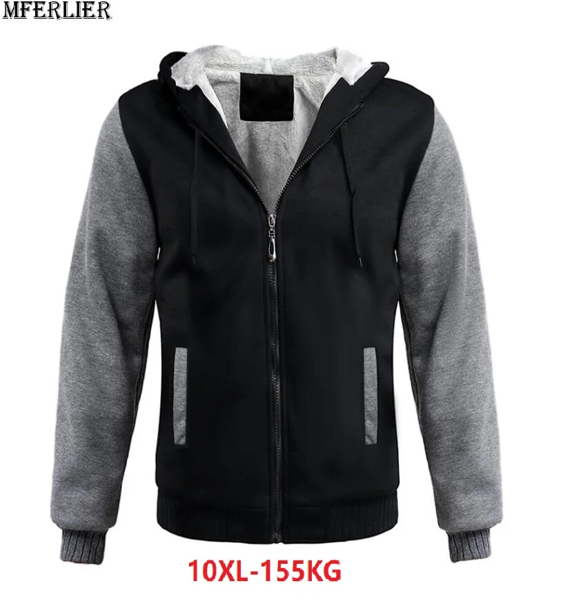 Большие размеры 10XL 8XL зимние куртки мужские толстые теплые толстовки с капюшоном флисовые повседневные осенние Лоскутные Свободные толстовки пальто 140 кг 150 кг
