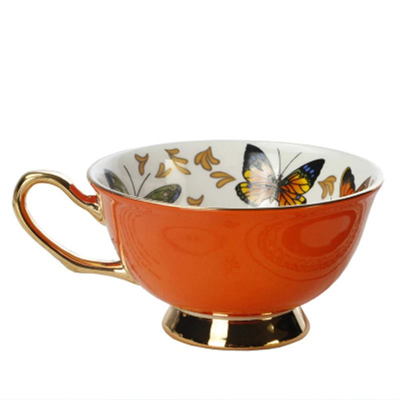 Купить Кофейные чашки, фарфоровые высококачественные чайные чашки с бабочками и цветами, набор из британского послеобеденного чая, керамическая ч...