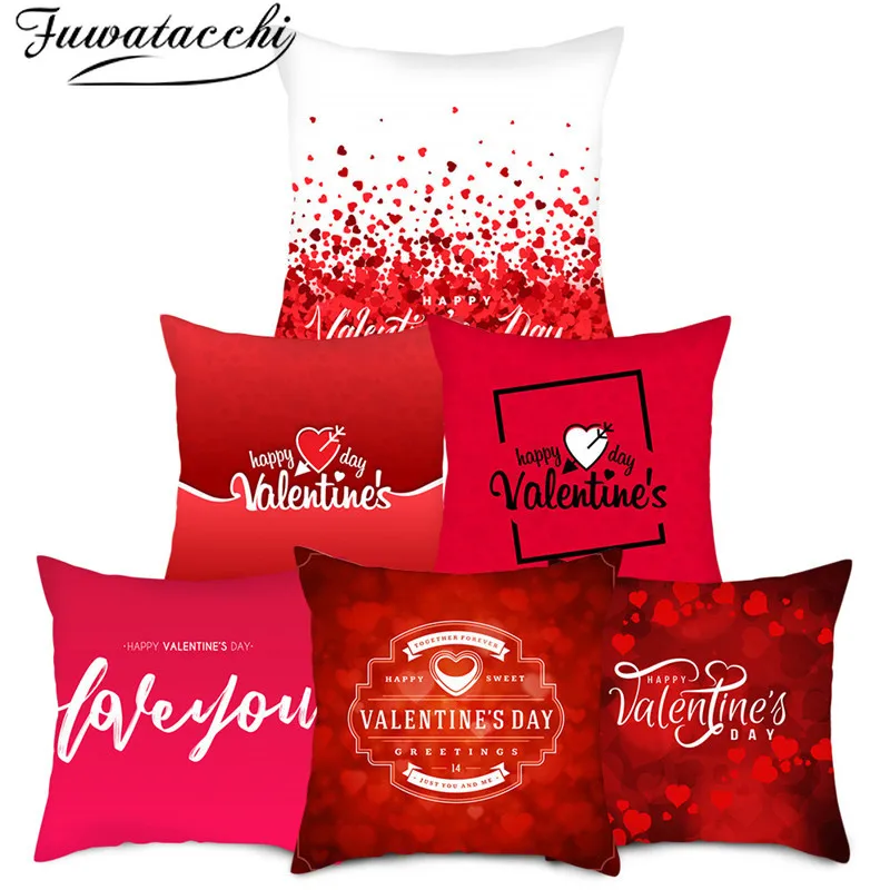 Fuwatacchi Valentine's Day present Cushion Covers red love Pillow Cases For Car Bedroom Sofa Decorative Throw Pillows | Дом и сад
