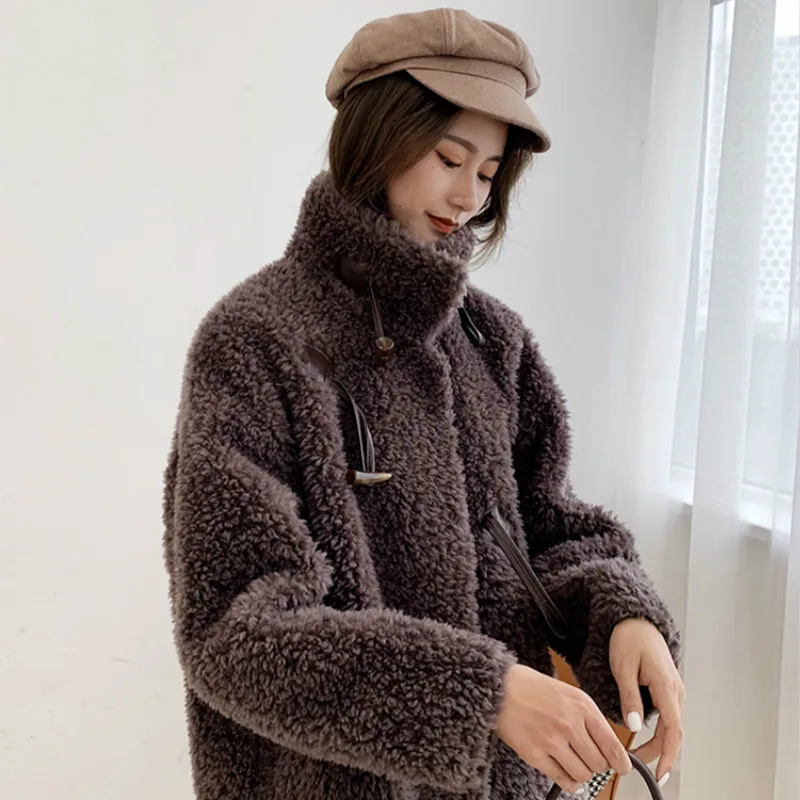 

Wool Clothes 2020 100% Jacket Korean Sheep Shearing Parka Real Fur Women Autumn Winter Coat 9218 YY2250