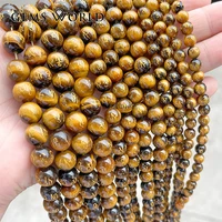 natural yellow tiger eye stone with buddhist words beads 4 6 8 10 12 14mm smooth round loose stone jewelry beads for needlework