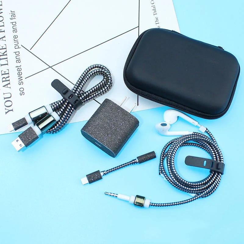 Портативный бокс для хранения кабеля передачи данных и наушников защитный