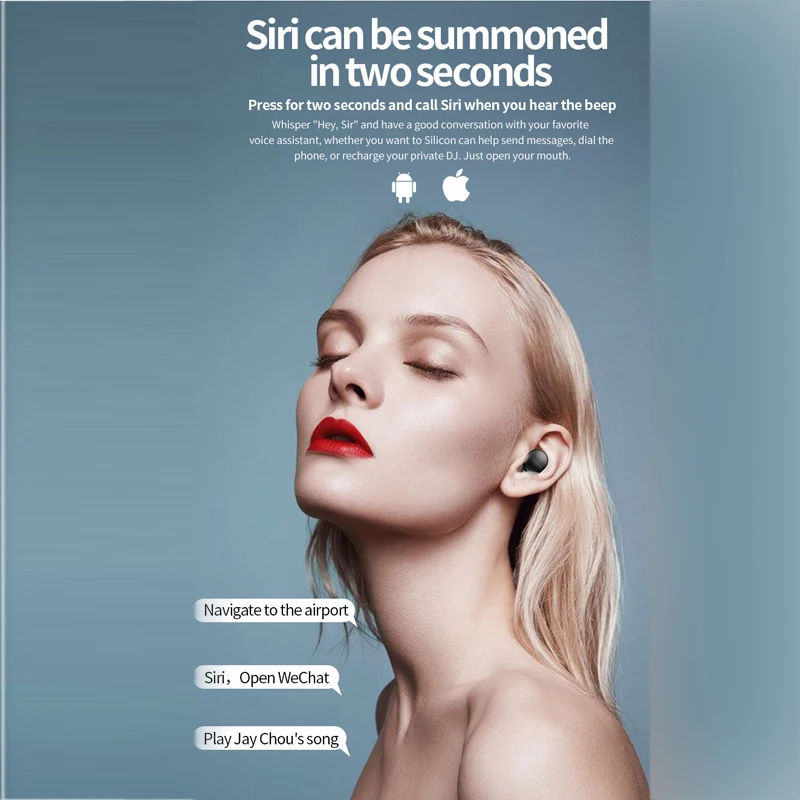 Мини наушники вкладыши TWS Bluetooth 5 0 Беспроводной спортивные Шум шумоподавления