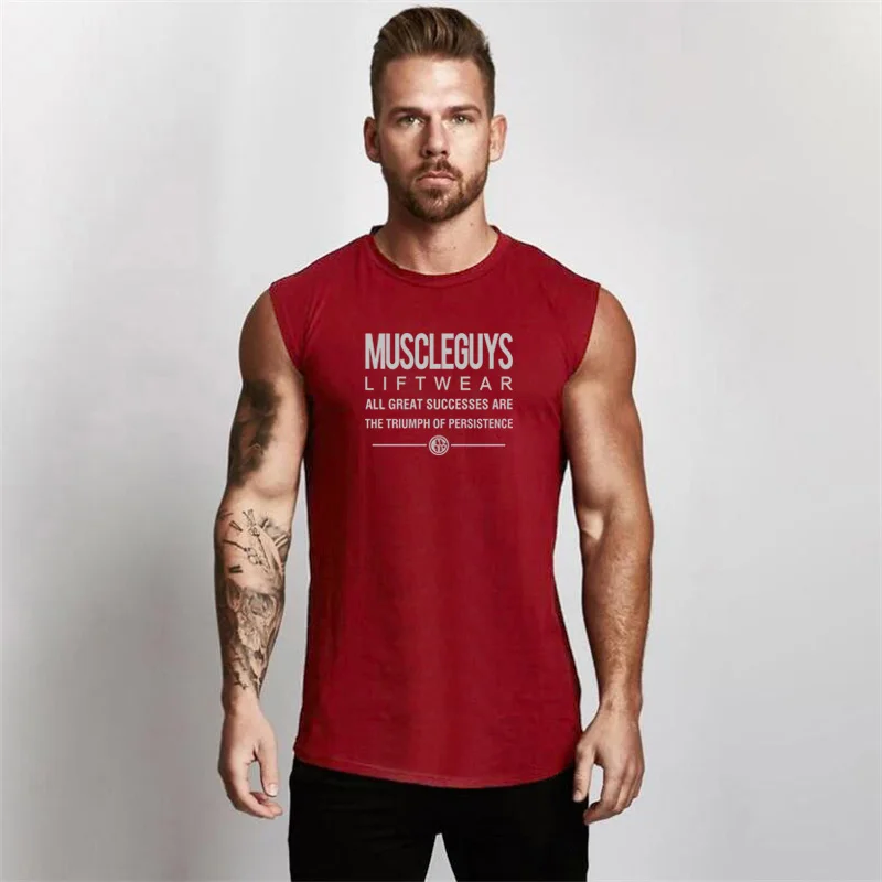 Muscleguys майка для бодибилдинга, Мужская одежда для фитнеса и спортзала, мужские жилеты без рукавов, хлопковые майки, Майки для мышц
