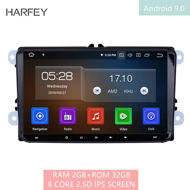 Автомагнитола Harfey мультимедийный плеер на Android 9 0 с &quotGPS для Volkswagen Golf Jetta Tiguan T5 B7