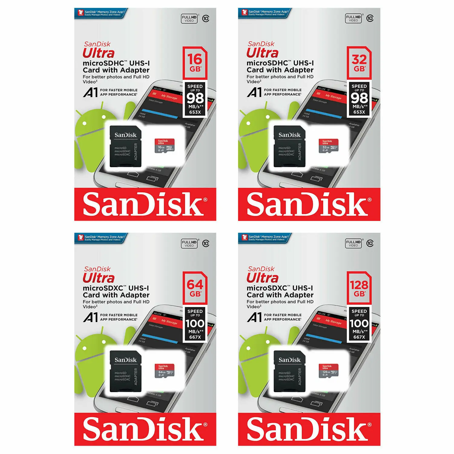 Карта памяти Sandisk Ultra Micro SD для телефонов карты TF на 128 ГБ 32 64 256 16 | Компьютеры и офис