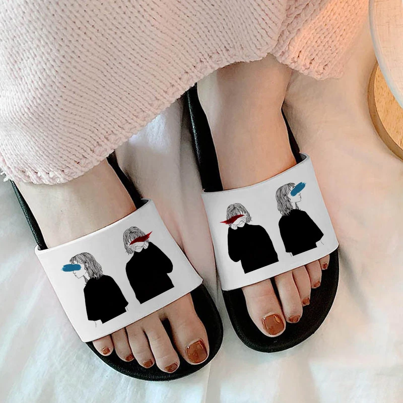 

2021 Soft Flip Flops Women Home slippers Ladies summer Simple graphics slippers Woman Casual slippers zapatillas mujer