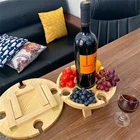 Деревянный складной стол для пикника на открытом воздухе со стеклянным держателем, портативный Стеллаж для хранения вина, подставка для бокалов для вина, стол для кемпинга вечерние и путешествий