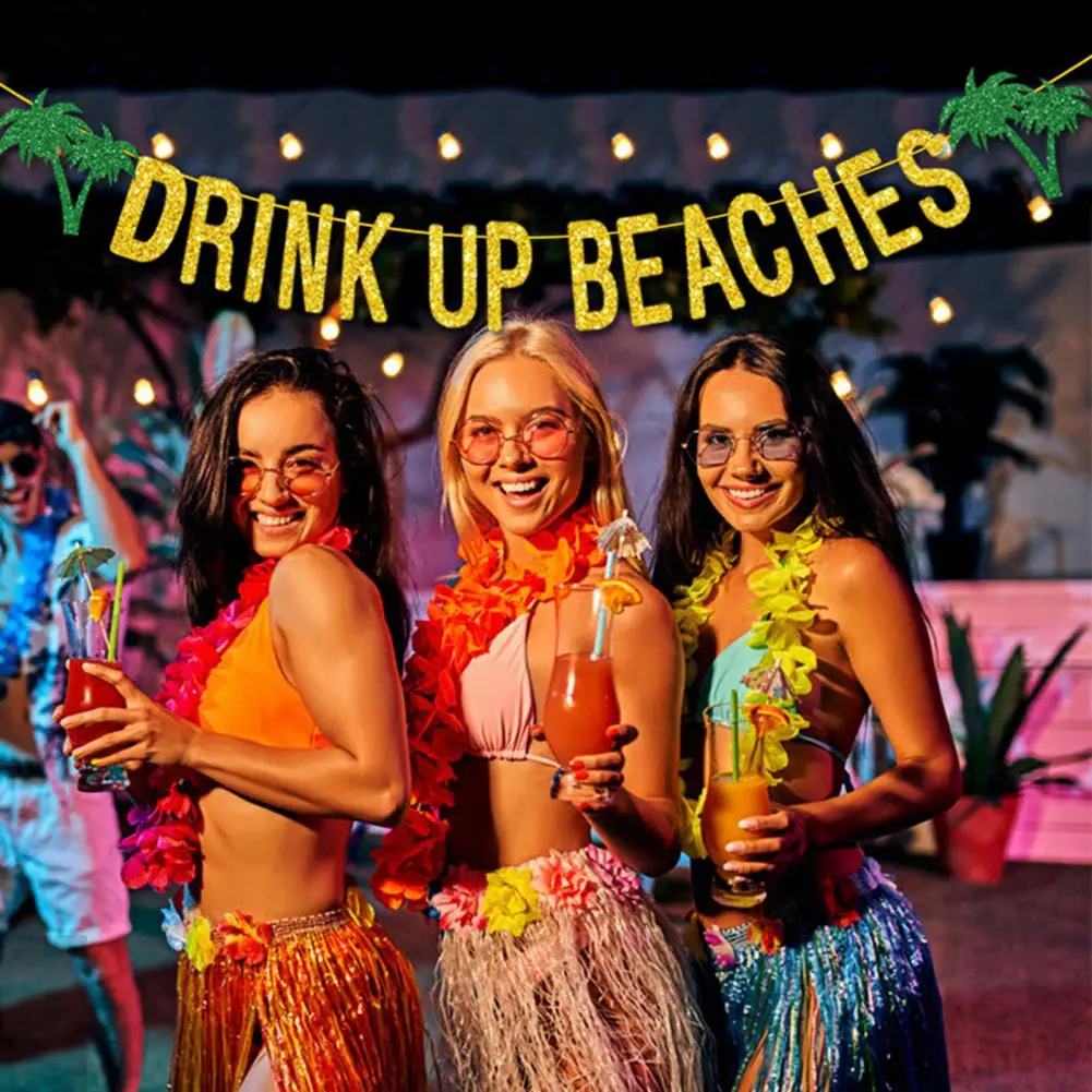 

Beach Party Banner Birthday Party Decoration Banner Gold Letters Hanging Garland Photography Props Bunting Garland