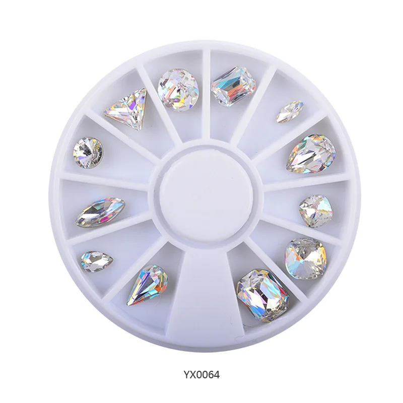 YX0064 1 коробка красочные 3D желе AB акриловые колеса Декоративные наклейки для ногтей DIY Дизайн ногтей колеса Советы ювелирные изделия Стразы инструменты для маникюра - Цвет: YX0064