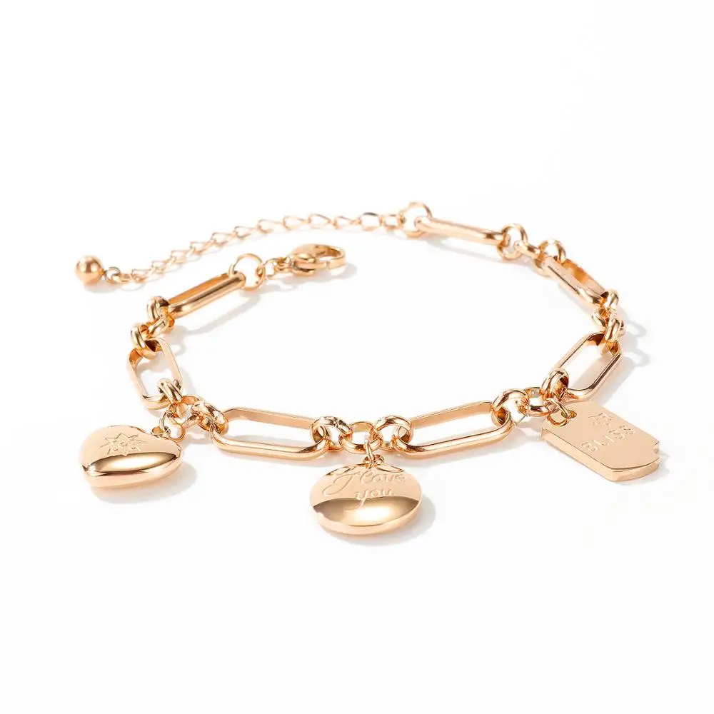 Новое поступление простой квадратный кулон в форме сердца браслет из титановой