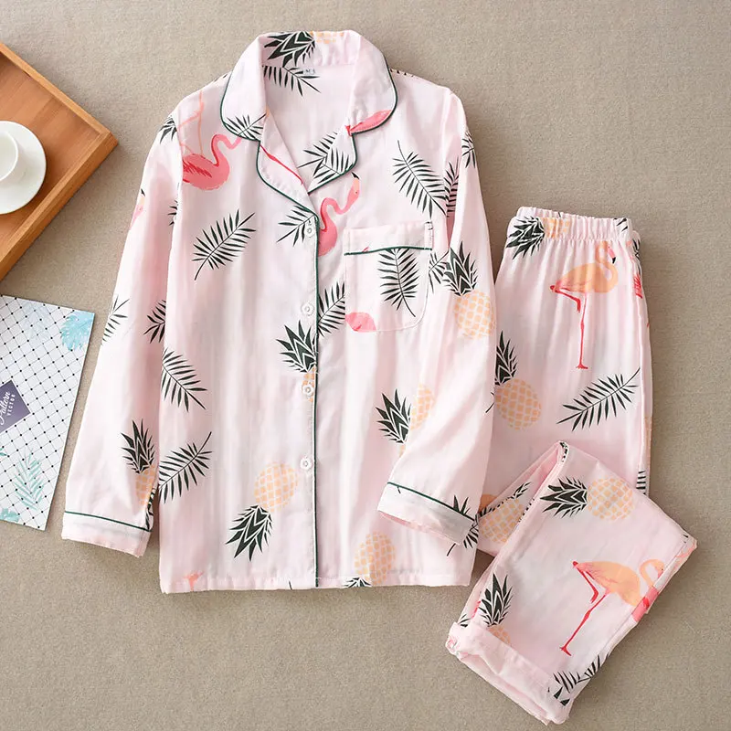 24A Pk flamingo Новая одежда для сна с героями мультфильмов; пижамные комплекты в полоску с принтом сердца; женские пижамы в стиле Харадзюку; Мужская и женская рубашка с длинными рукавами; ночная рубашка; комплект одежды для сна - Цвет: 24A Pk flamingo