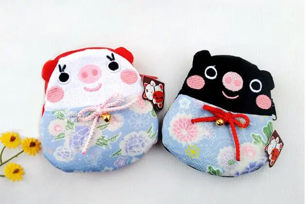 2022 100 pieces Wholesale Japanese style Lucky cat coin purses coin bags Zero Wallet Japanese kimono fabric