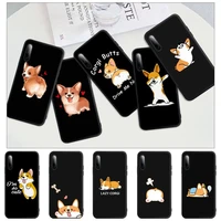 cute cartoon corgi dog black silicone phone cover case for honor 7a pro 7c 10i 8a 8x 8s 8 9 10 20 lite