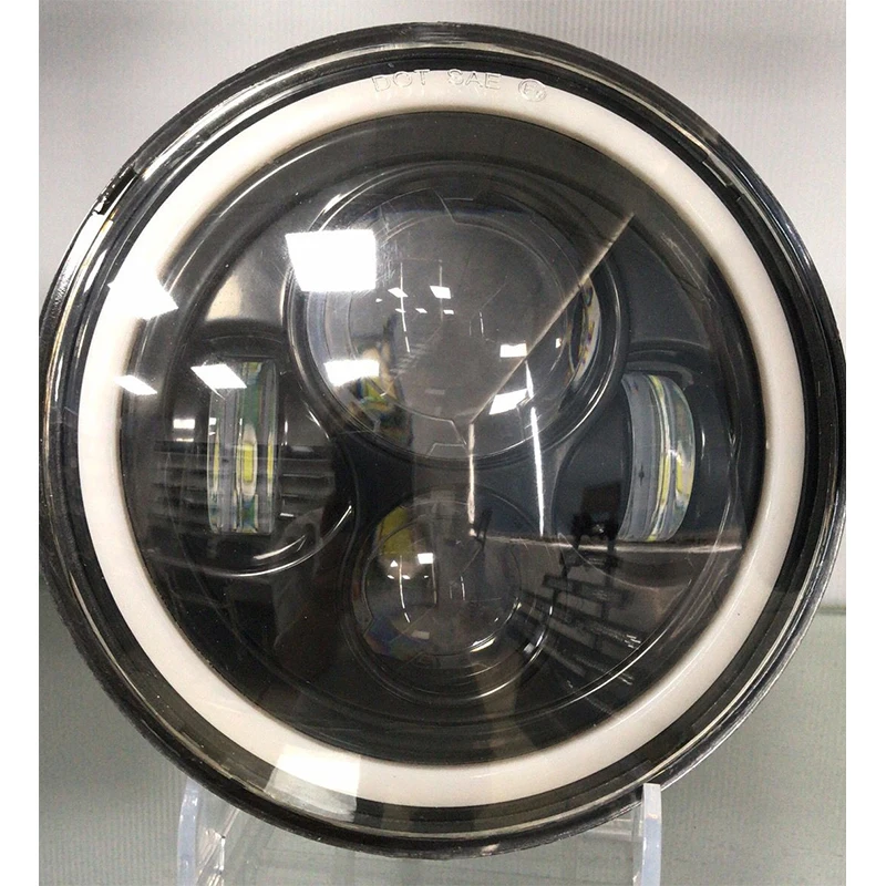 Safego 40W 7&quot Round Wrangler Angel Eye LED Headlight DRL High Low Beam Turn Signal with Halo Ring H4 H13 for Offroad Motorcycle |