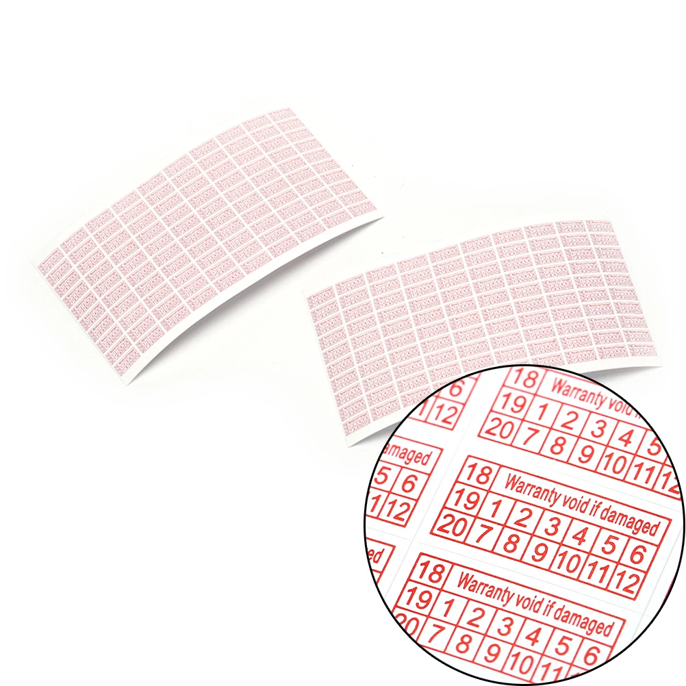 

200 шт/2 листа гарантия пустота при удалении наклейка 2018-2020 год красный цвет Прямоугольная форма хрупкая этикетка