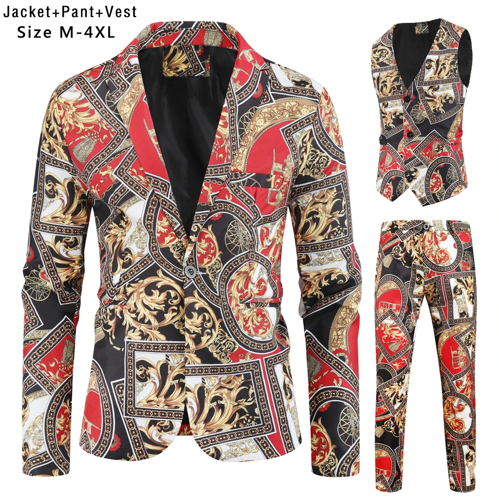 

2021 new casual 3-piece 3D printed suit set