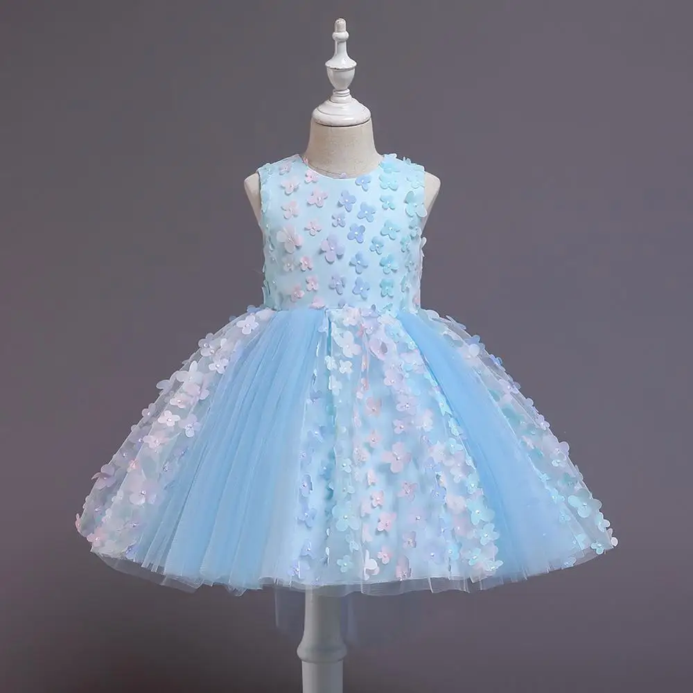 

2020 Dresses For Girls Wedding Dress Pettiskirts Three-Dimensional Flowers Children Catwalk Evening Dress Casual Outing Clothing