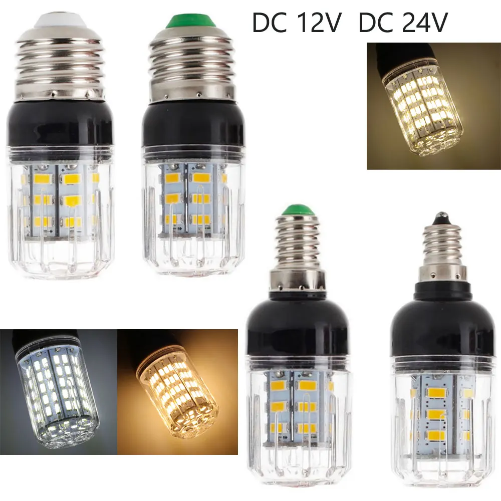 Mini LED Lamp E27 E26 E12 E14 Corn Light Bulb SMD5730 DC 12V 24V 27LEDs Chandelier Candle LED Light For Home Decoration