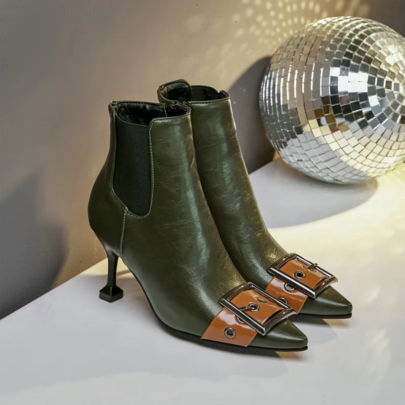 Женские сапоги до середины икры с острым носком на молнии|Сапоги голени| |