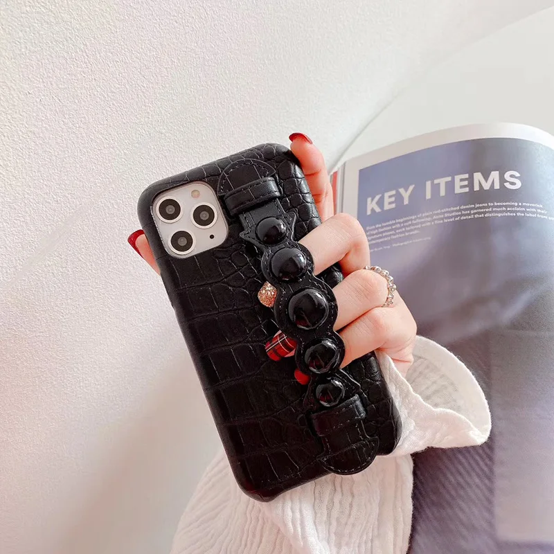 Luxury Crocodile Pattern PU Phone Case Cover for iPhoneX XS XR XSMAX 7 Plus with pearl Strap iphone11 11pro Max | Мобильные телефоны