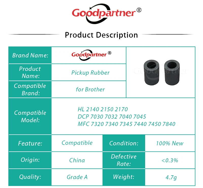5X LU2088001 ролик резиновые шины для Brother DCP 7030 7032 7040 7045 MFC 7320 7340 7345 7440 7450 7840 HL 2140 2150 2170 |