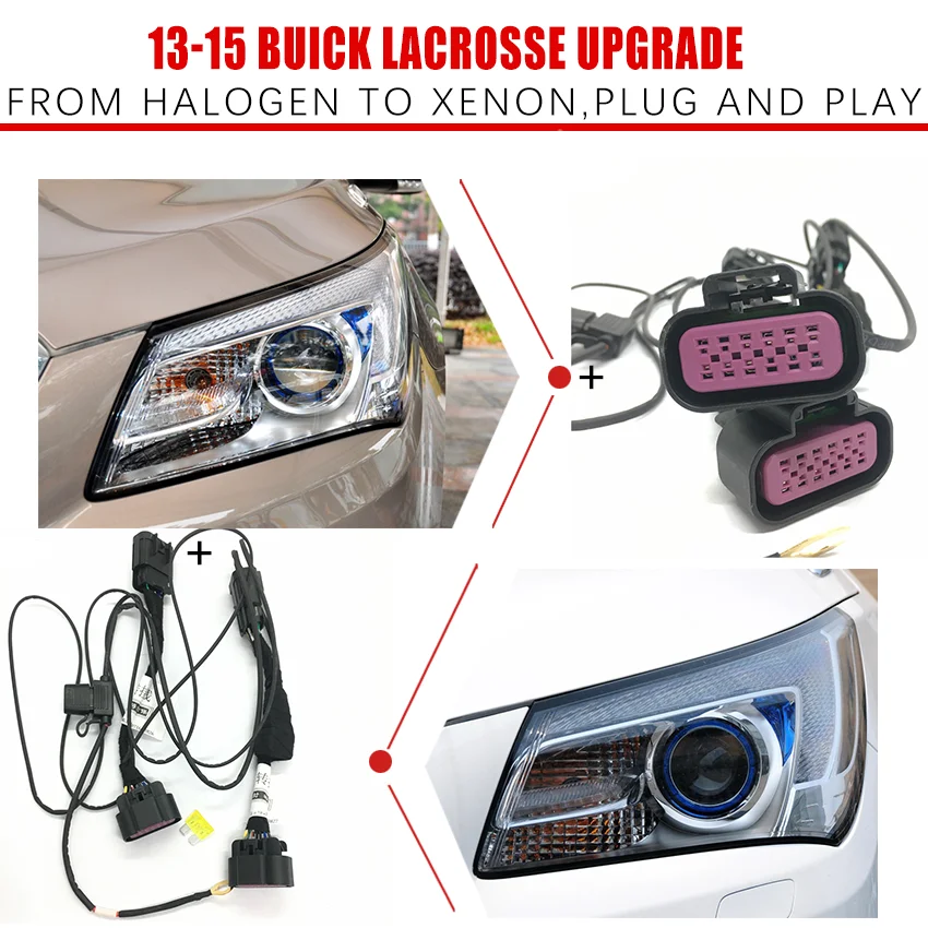 

Headlight Modification Upgrade Special Car Wiring Adapter Harness For Buick 15-13 LaCrosse From Halogen To Xenon Play And Plug