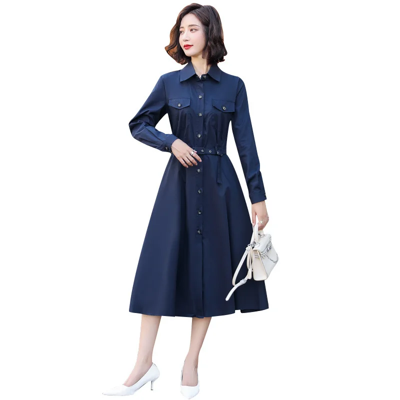 Платье-рубашка 2021 Новое корейское платье чистая одежда с длинным рукавом юбка Jum |