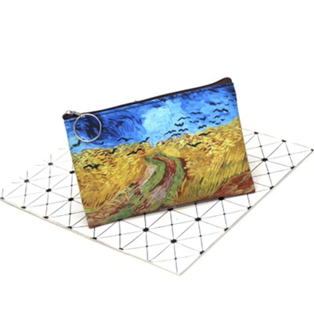 

1 Pcs Mini Vintage Oil Painting Coin Purse Women Girls Fashion Printed Pu Wallet Lipstick Portable Money Purse Pocket Bag New