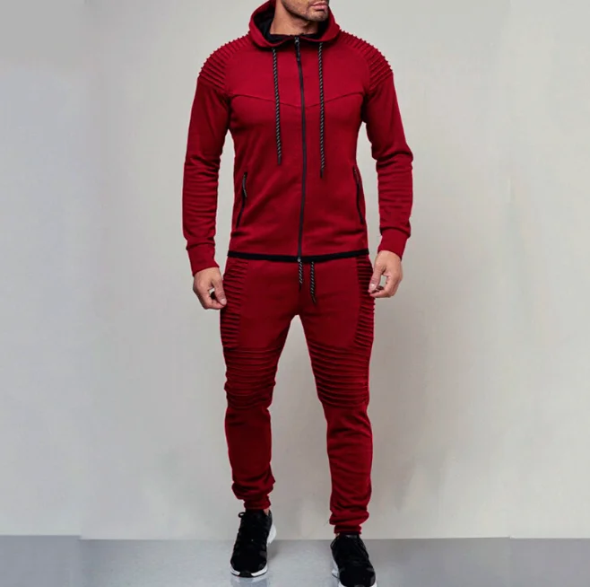 

2020 Spring Autumn Men Sweat Suit Set Striped Tracksuit Men Outfit Full Sleeve Tops with Hood Outdoor Sport Wear Men 2 Piece Set