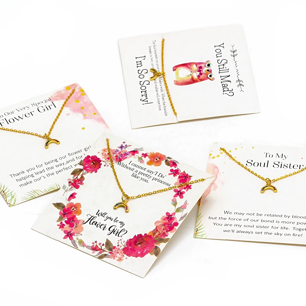 Wish Card Мода микро проложенная Радужная Подвеска Ожерелье для женщин сделать карточку желаний ожерелье ювелирные изделия подарок для сестры друзей CN281