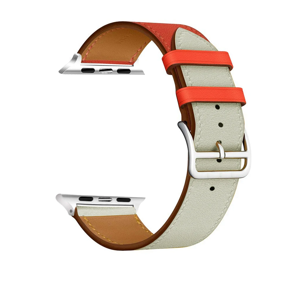 Orange White Eastar Высокое качество кожаный ремешок для наручных часов Apple Watch, версии Series4 3, 2, 1, спортивный браслет, 42 мм, 38 мм, ремешок для наручных часов iwatch, 5 полос 40 мм 44 мм - Цвет ремешка: Orange White