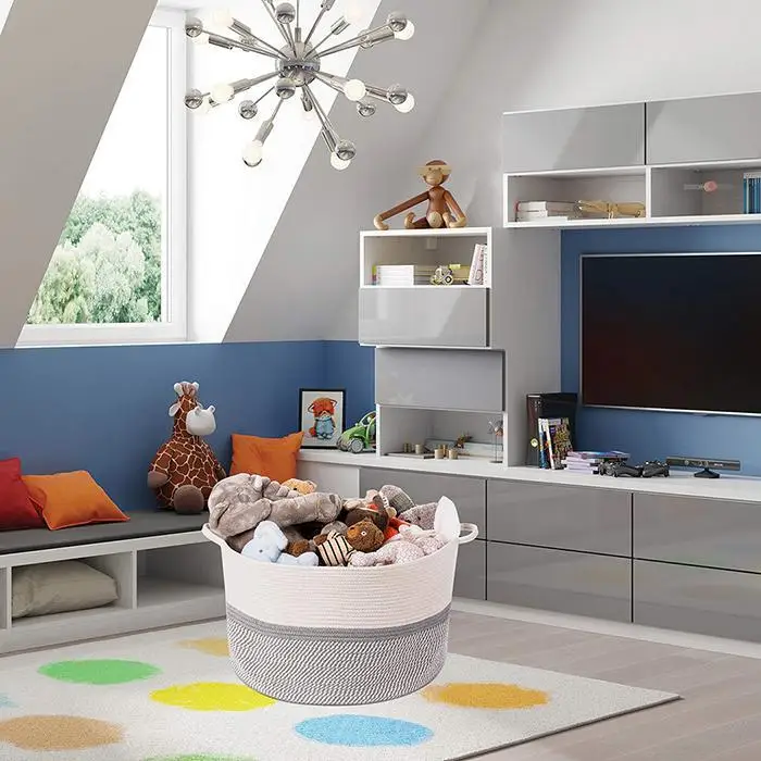 Multi-function Large Cotton Rope Woven Storage Basket for Clothes Toys | Дом и сад