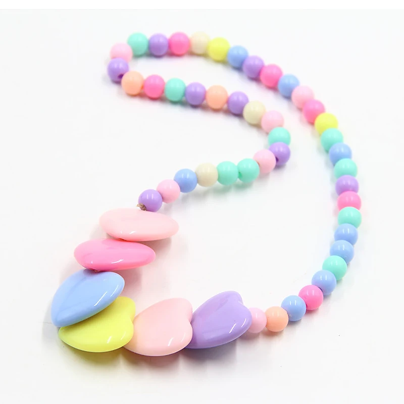 Ожерелье карамельных цветов для девочек с мультяшным любовным сердцем и