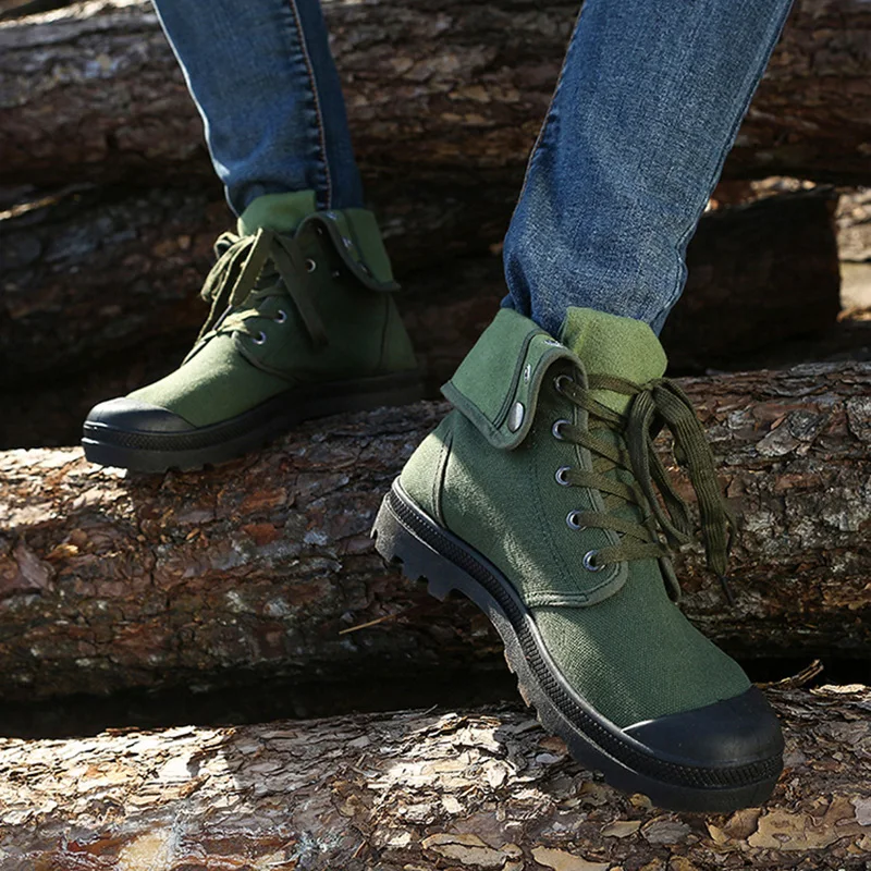2020 Fashion Men Boots Canvas Shoes Breathable High top Desert Ankle Male Brand Footwear Black Army Green LN005 | Обувь
