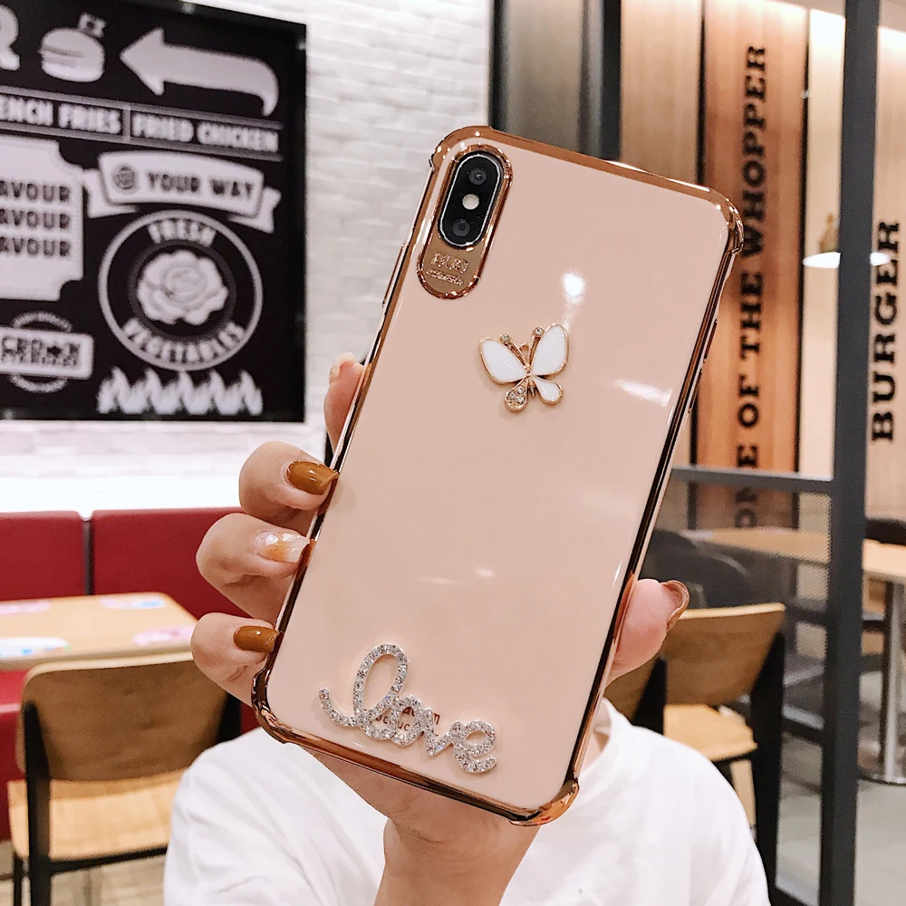 Силиконовый чехол с бабочкой и надписью Love для Iphone 13 12 11 Pro Max XR X XS 7 8 Plus | Мобильные