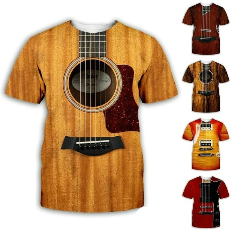 3D Unisex Casual Painting T Shirt Men T-shirt Rock Guitar Print Summer Music Festival Top Tee Oversized Dropshipping |