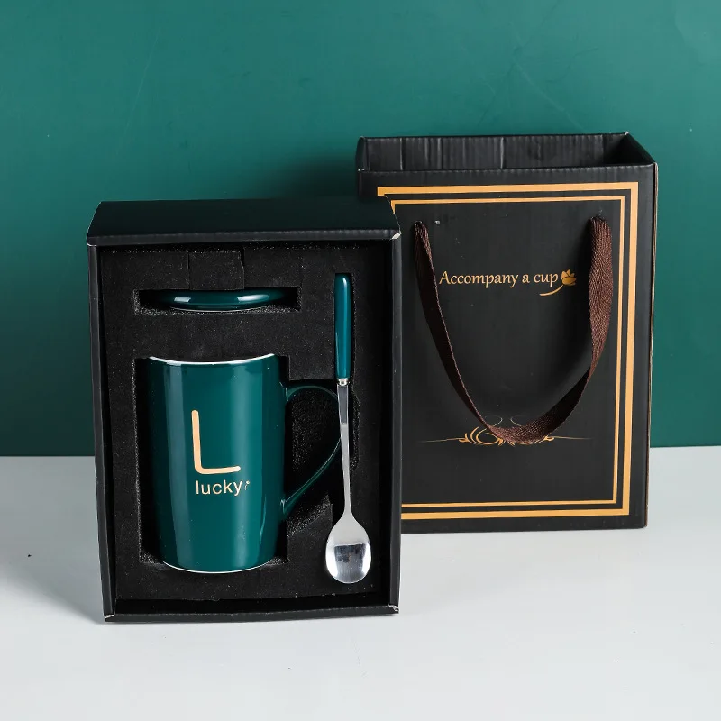 Креативная Роскошная зеленая керамическая кружка деловая Подарочная