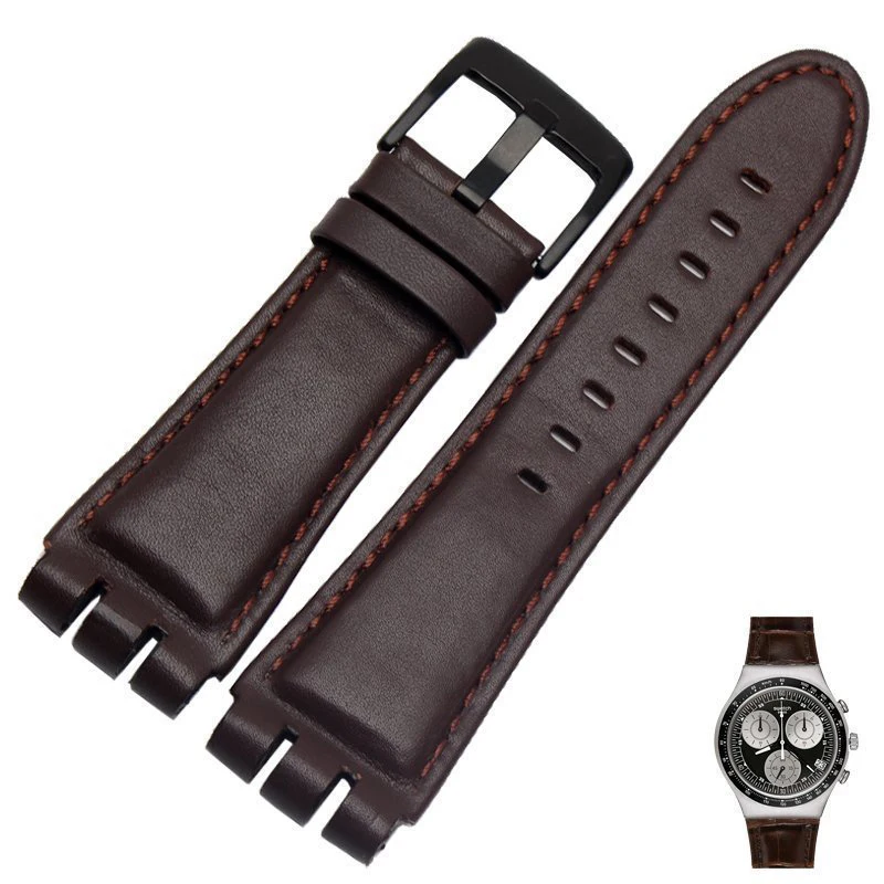 Фото Ремешок из натуральной телячьей кожи для часов Swatch IRONY YOS440 449 448 401G, стальная застежка, браслет для наручных часов, 23-26 мм №4