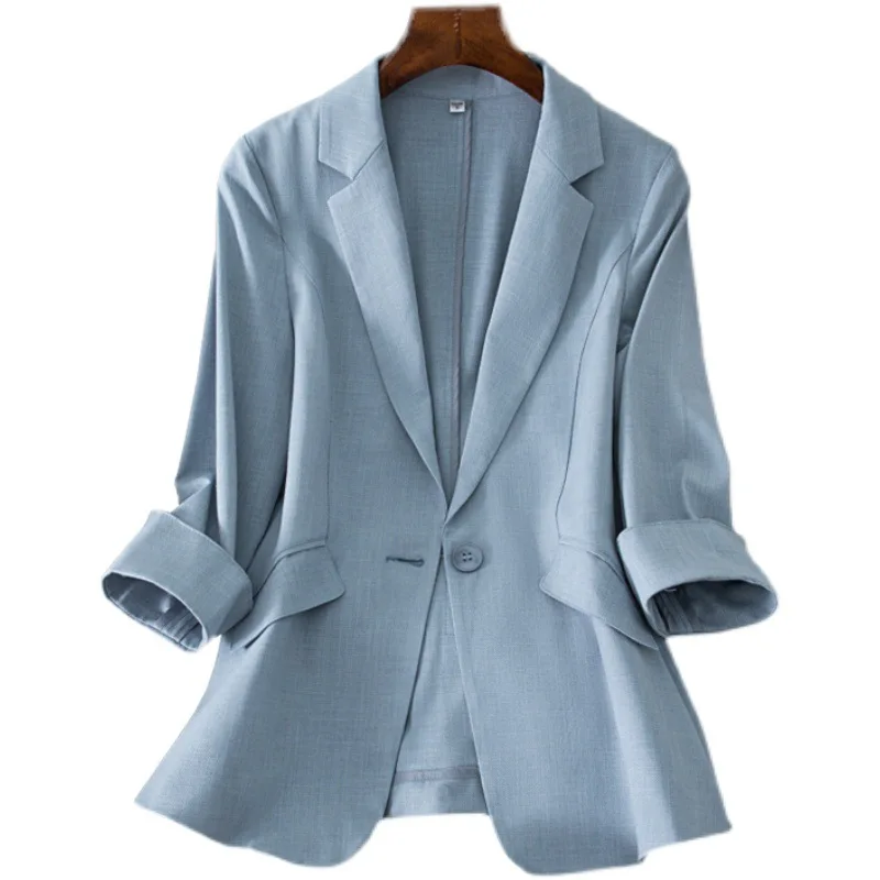 

New Spring Summer Women's Jacket 2021 Lady Slim Blazer Women Casual Fashion Seven Points sleeve short sleeve Sleeve Coat